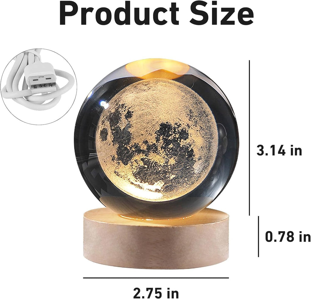 3D Moon Crystal Ball Night Lamp